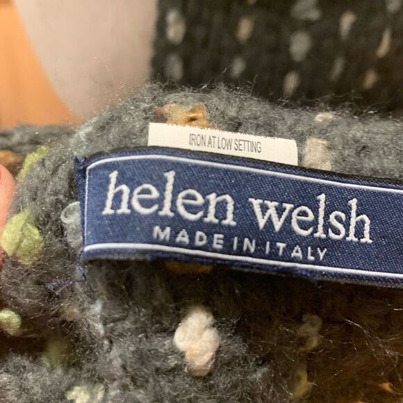 Helen Welsh, Italian Knit Scarf with Embedded Knit Details, Fringe, Unisex 60x8” - Picture 2 of 6